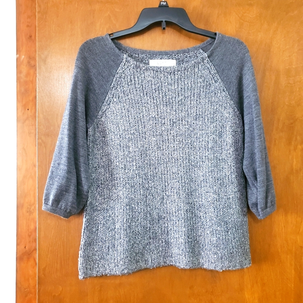 LOFT Petites Gray & Silvery Sweater Jersey